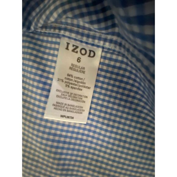 IZOD Long sleeves button-down Kids shirt Bleu & write Dress Shirt Size 6 Izode - Picture 10 of 10